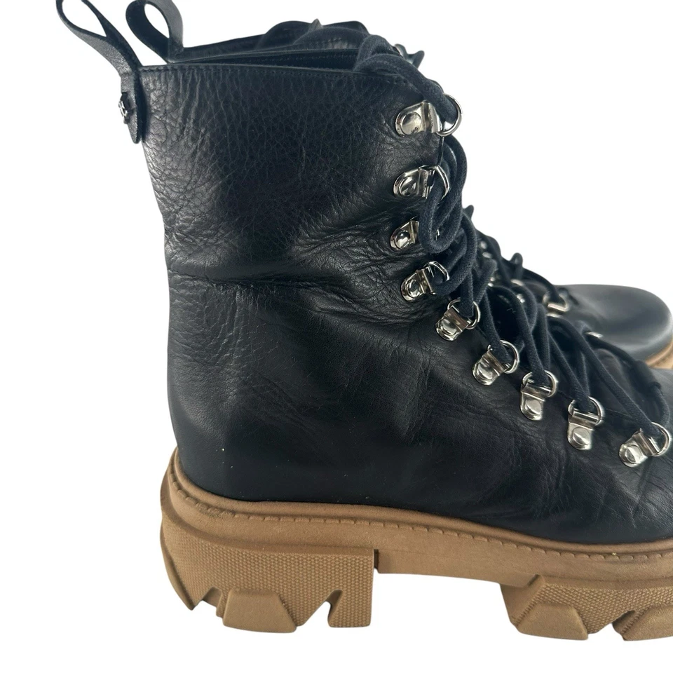 Botas de Combate Sam Edelman Cuero Negro Con Cordones Gruesas Suela de Goma Foto 2 de 4