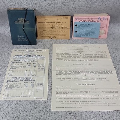 Thomas Cook's and Wagons - Lits World Travel Service 1930s Tickets Ect Vintage