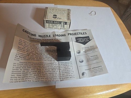 Thompson/Center 1 Cavity Mould Mold 50 Cal T/C .50 Maxi-Ball. New With Box/ Ins
