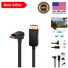 90-Degree 8K DisplayPort Cable 1.8m - Ideal for Clean Installations & High Res