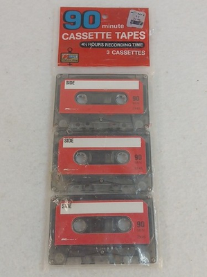 #ad New Vintage 3Pk K Mart Brand 90 Minute Blank Cassette Tapes $14.99