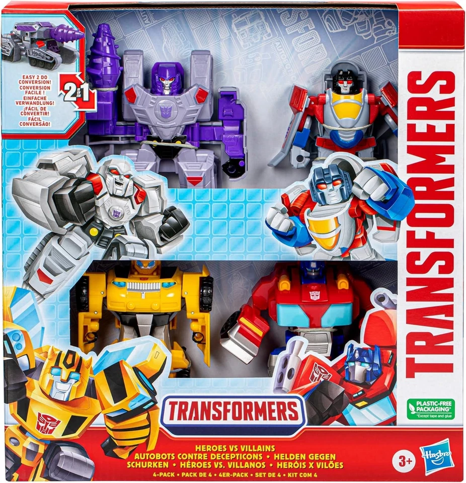 Transformers Heroes vs Villains 4 Pack Bumblebee Optimus Prime Megatron New Toy - Image 2 of 4