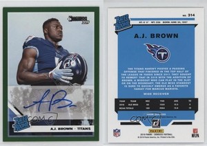 2019 Panini Donruss Rated Rookie Green Auto AJ Brown #314 Rookie Auto RC