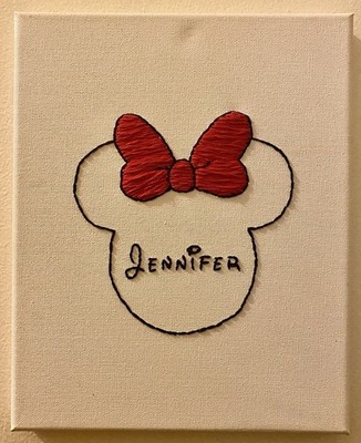 Mini Mouse Head Personalized Embroidered Canvas
