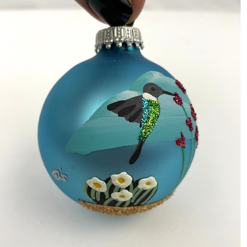 Blue Hummingbird Flowers Desert Southwest Ornament Christmas Brenda Schodt - Picture 2 of 12