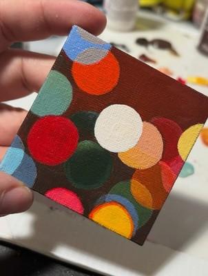Original Canvas Painting Blurred Cheer Holiday Bokeh abstract Lights Acrylic