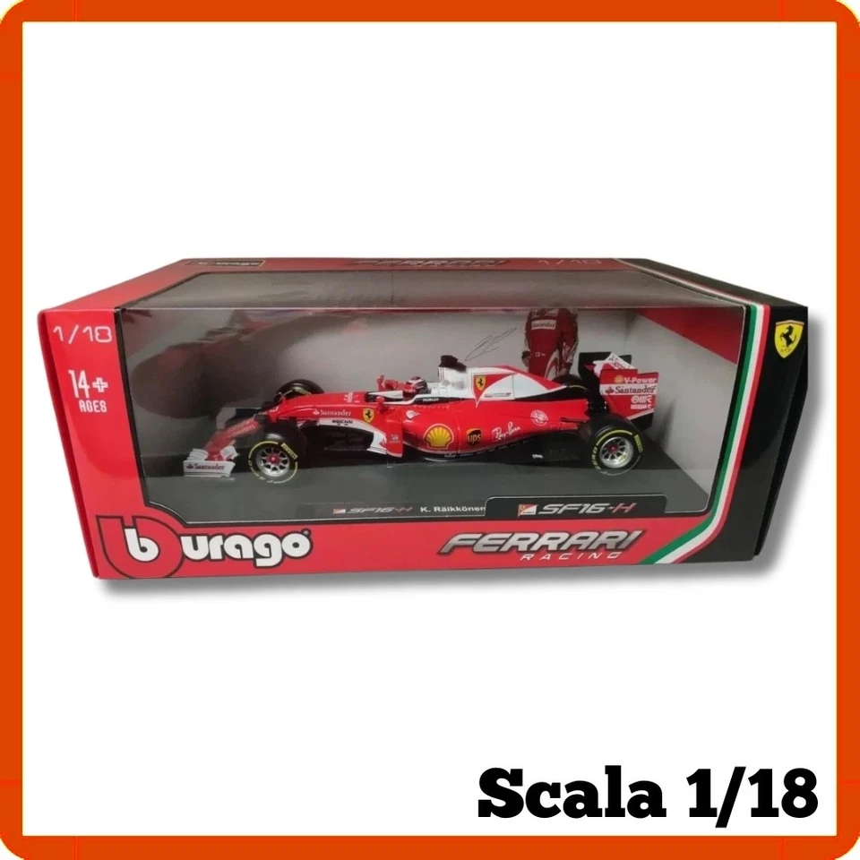 Modellino auto statico scala 1/18 diecast FERRARI SF16-H VETTEL Bburago Burago - Immagine 2 di 4