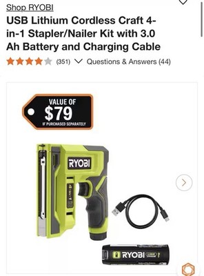 RYOBI FVN51K 4in1 Craft Stapler