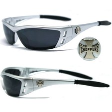 Choppers Bikers Mens Sunglasses - Silver/Smoke Lens C46