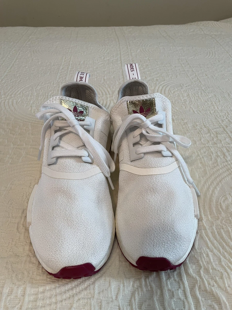 Adidas Knit NMD R1 All That Glitter white and gold women s sz