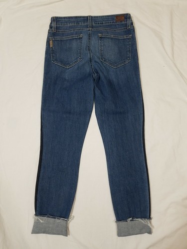 Paige Cuffed Side Striped Cropped Capris Skinny Jeans Size 29 - Picture 6 of 7