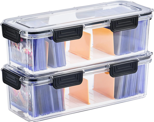 Toploader Storage Box, Trading Card Storage Box with 5 Dividers, Hard Plastic...