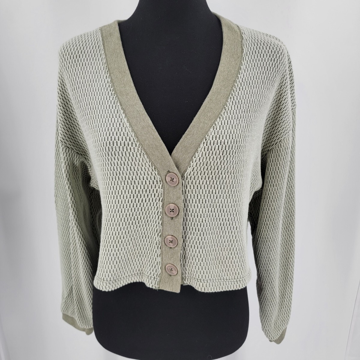 Out From Under UO Crop Cardigan Women's Small Sage Green Long