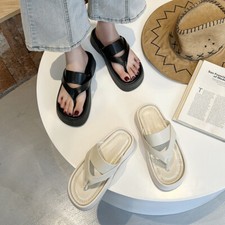 Women's Summer Fashion Casual Solid Color Thick Bottom Flip-flops Shoes