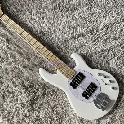 White StingRay5 Electric Bass Guitar Solid 5-Strings Chrome Hardware Maple Neck