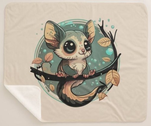 Planeador de azúcar mascota linda manta de tiro de lana sherpa arte retrato de dibujos animados arte - Imagen 2 de 6