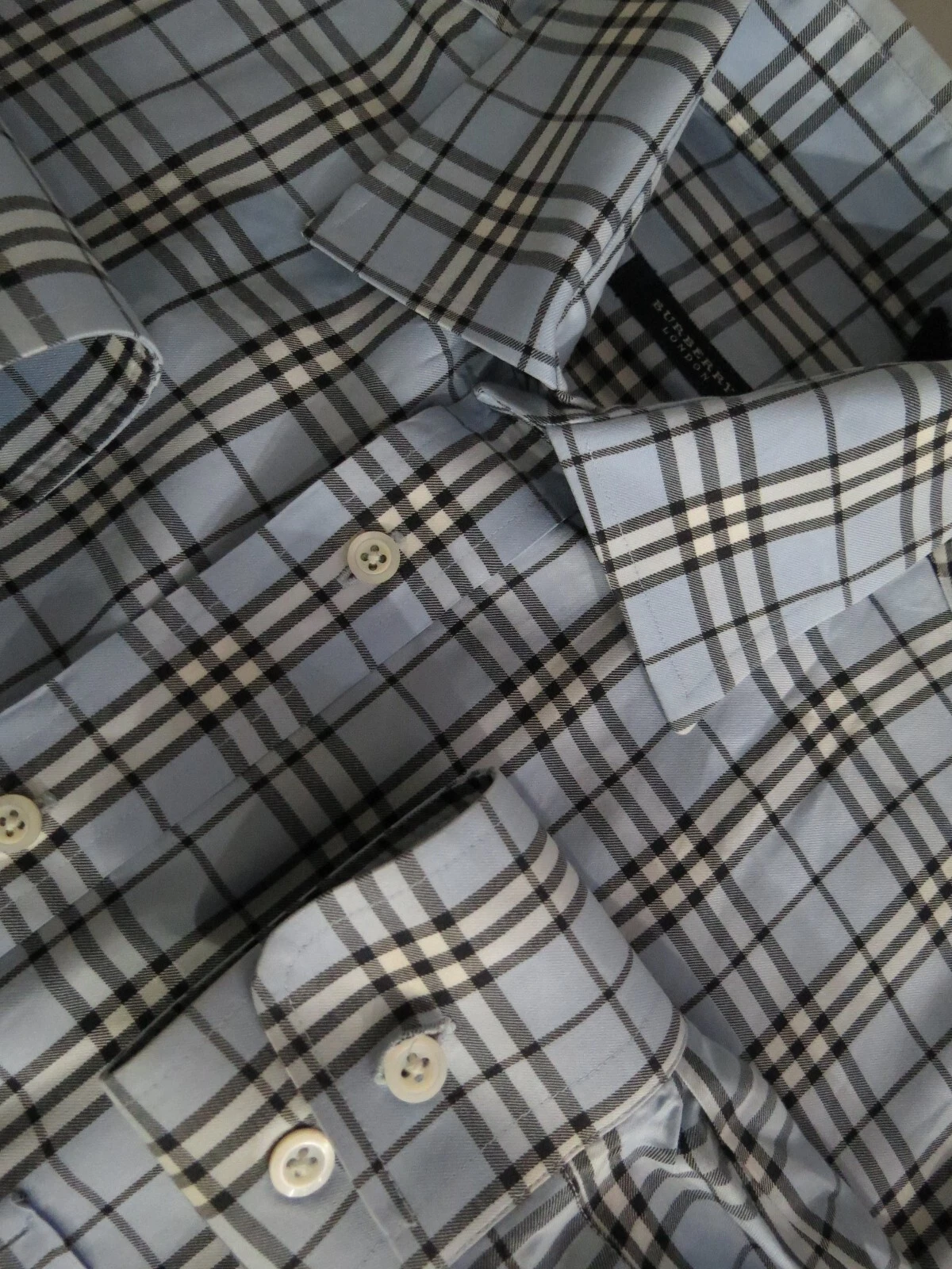 Current Burberry London blu cielo completo nova check plaid cotone abito camicia S