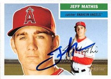Jeff Mathis autographed baseball card (Anaheim Angels) 2005 Topps Heritage #112