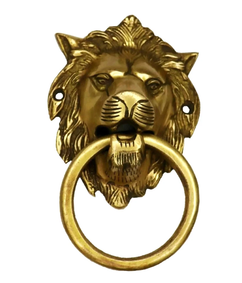 Lion Shape Victorian Style Handmade Brass Door Knocker Home Office Decor Figure - image 4 of 4