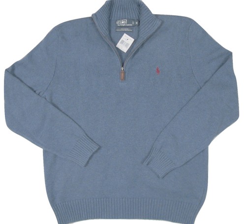NEW Polo Ralph Lauren Sweater! Blue Black Gray Green Orange 1/2 Zip Leather Pull - Picture 7 of 18