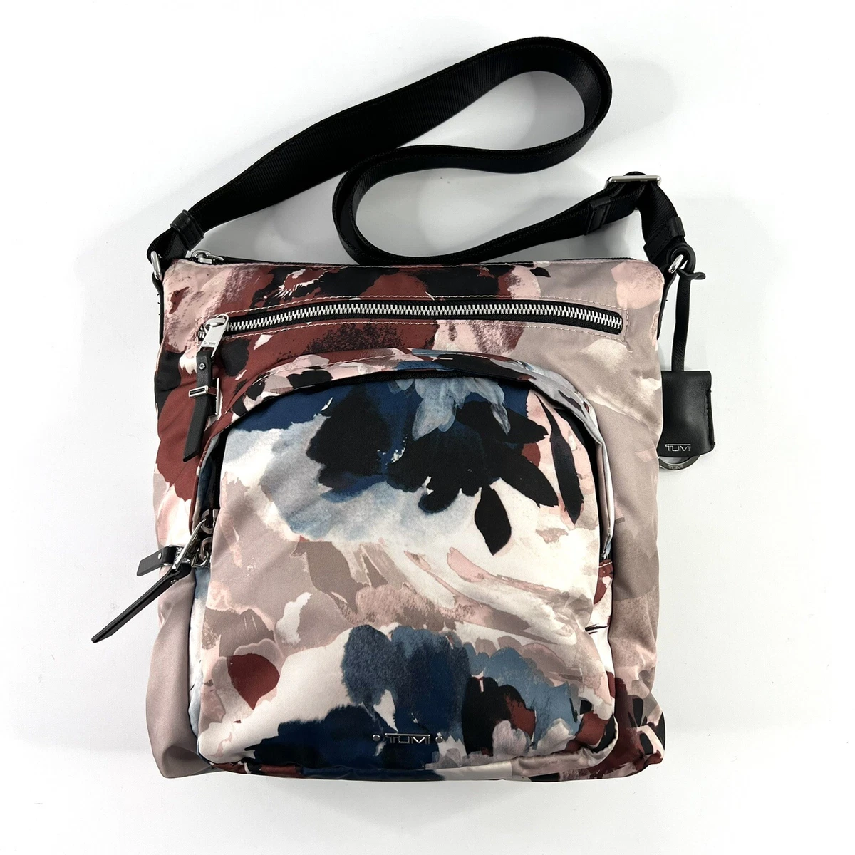 Tumi Voyageur Carmel Crossbody Lightweight Purse Pink Blush Floral