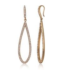 Rose Gold Tone over Sterling Silver Cubic Zirconia Teardrop Dangle Earrings