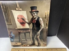Zombie Painting A Brain AI Photograph 8“ X 10“ Halloween Horror Fantasy Humor