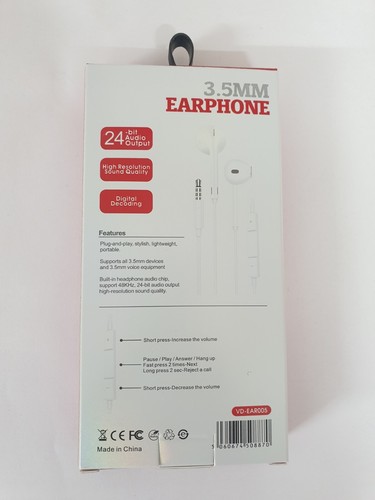 VEN-DENS Earphone 3.5MM for Samsung, Universal White With High Sound Quality - 第 2/2 張圖片