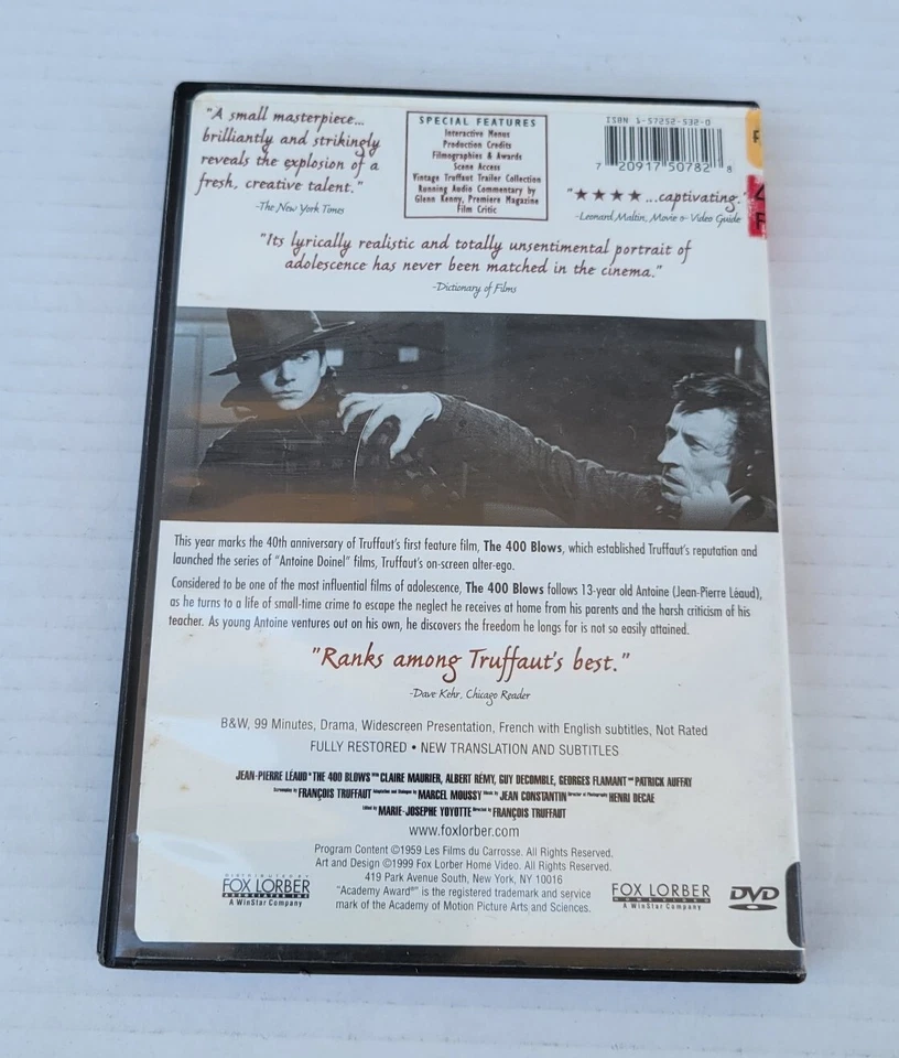 The 400 Blows (1959) Francois Truffaut, DVD Hollywood Video Rental - Image 2 of 4