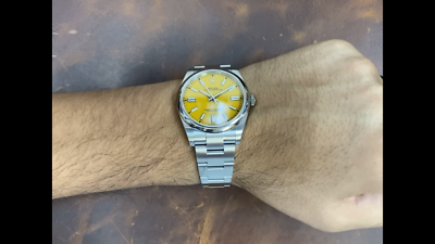 NOS Rolex Oyster Perpetual 41 Steel Yellow Dial Mens Watch Box