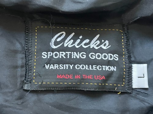 Chick's Sporting Goods Varsity Letterman Jacket team patches Wool Sz-L USA Made - Picture 5 of 17