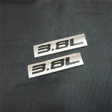 2x Silver Chrome 3.8L Black Metal Emblem Decal Sticker Badge 3D Racing Coupe Car
