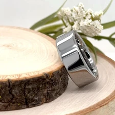 Silver Tungsten Carbide 9mm Wedding Band High  Polished Edges Daily Wear Ring