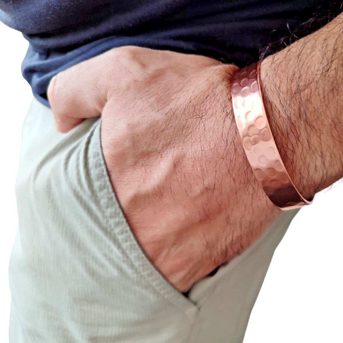 Bracciale Uomo In Rame Massiccio Per Magnetoterapia - Sollievo Da Artrite E Dolori - Colore Oro