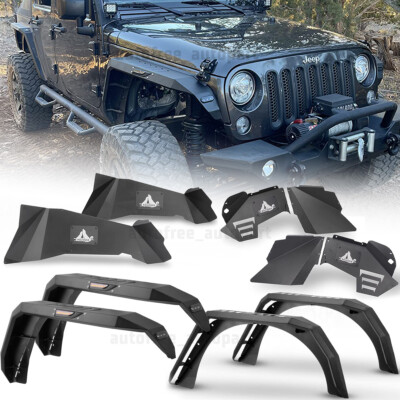 Black Steel Inner Fender Liners/Fender Flares For Jeep Wrangler 2007-2018 JK JKU