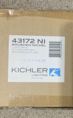 Kichler 43172 NI 1 Light 100W Brushed Nickel Satin Etched Glass G-Type Lamp Rec
