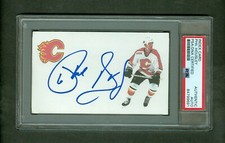 Phil Housley 3x5 index card color images Flames PSA/DNA encased Autograph