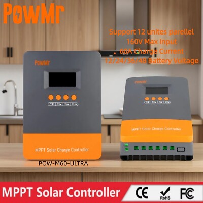 PowMr 60A MPPT Laderegler für 12V 24V 36V 48V Solar Panel Controller Regulator