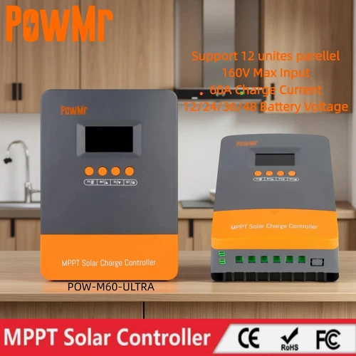 PowMr 60A MPPT Laderegler für 12V 24V 36V 48V Solar Panel Controller Regulator