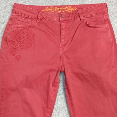 Pantalon Chino Slim Fit Stretch Rouge Desigual Femme W29 L31 29x31 - Photo 1/4