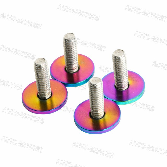 4PCS JDM MUGEN POWER NEO CHROME License Plate Frame Bolts Screws