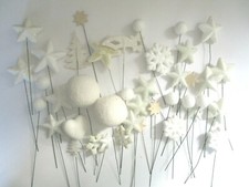 40 Blumenstecker Floristik, WEISS Sterne Bäume Mix Basteln (ST023) 