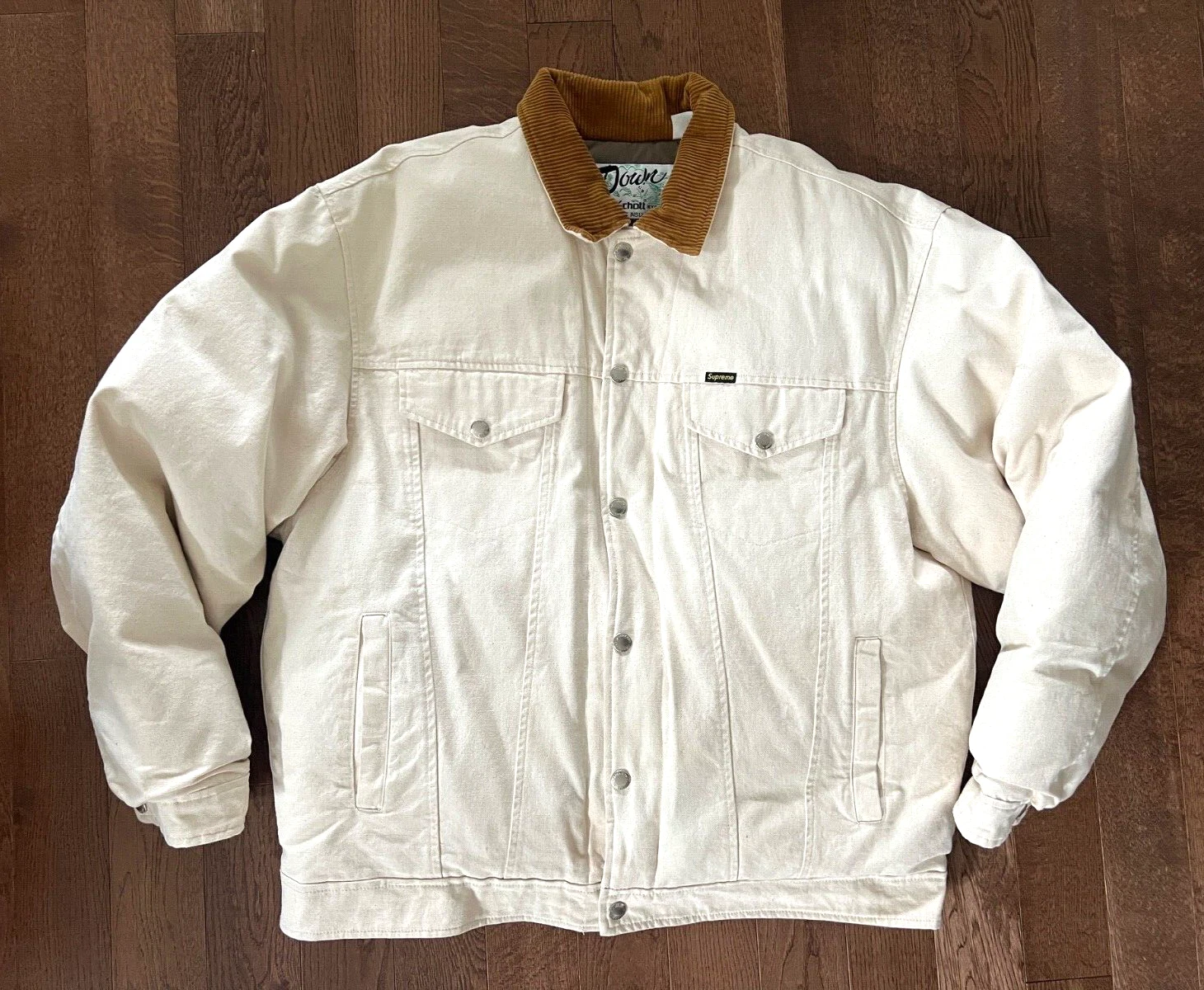 Doudoune camionneur Supreme x Schott toile naturelle XL