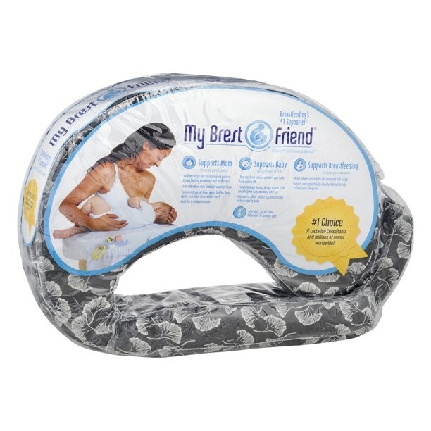 My Brest Friend Original Nursing Posture Pillow, Grey Flowing Fans-image