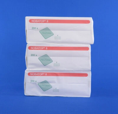 NOBAMED 600 Stück Nobatop 8, 7,5x7,5 cm Vliesstoff-Kompressen saugfähig 4Lg PZN 07099177