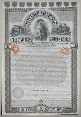 The Cleveland, Cincinnati Chicago and St Louis Raiway Companion Certificate(2485)