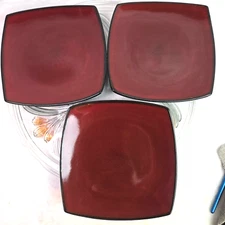 3 Piece Gibson Stoneware Salad/Dessert Brown Plates 7.5”