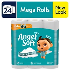 2-Ply Toilet Tissue，New Angel Soft Toilet Paper, 24 Mega Rolls