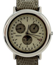 Rare Vintage Men's Zenith 35mm Triple Calendar Monophase Watch Ref: 11.0010.393!