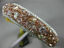 ESTATE LARGE 15.97CT MULTI COLOR DIAMOND 18K ROSE GOLD MULTI ROW BANGLE BRACELET
